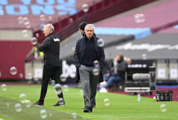 Mourinho during Tottenham's 2-1 defeat to West Ham.