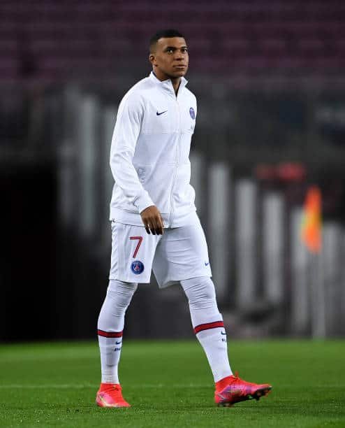 Kylian Mbappe prior to the Champions League fixture against Barcelona