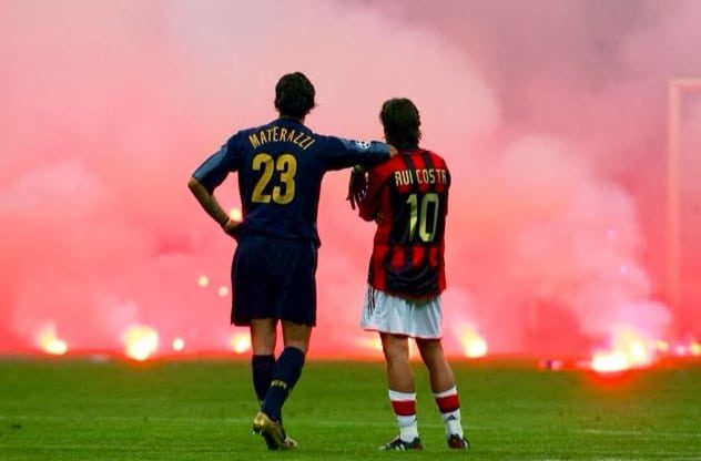 A picture from one of football biggest rivalries, the Milan derby