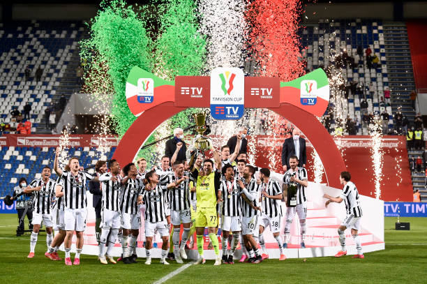 Juventus celebrating their Coppa Italia final success over Atalanta