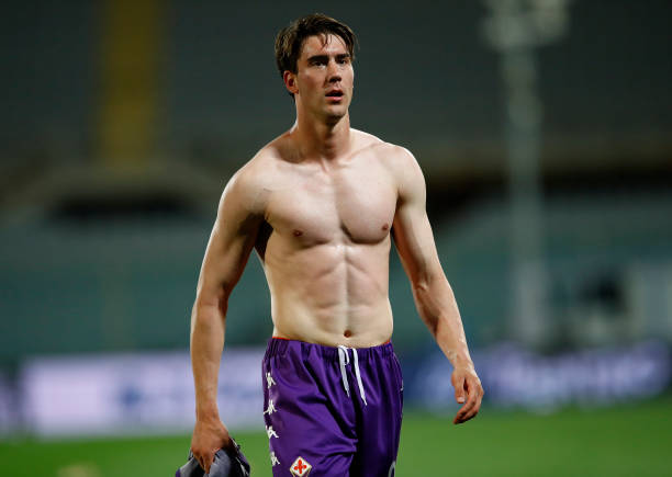 Fiorentina's Dusan Vlahovic after scoring a brace against Lazio