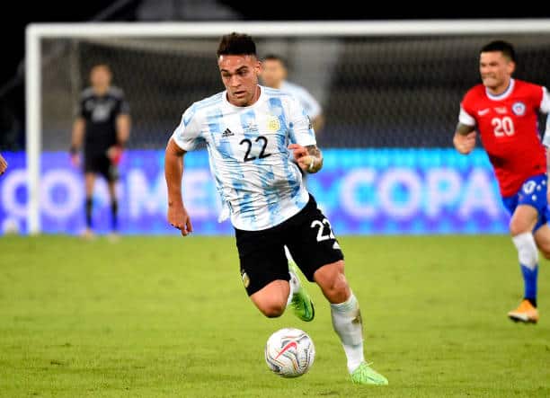 Inter Milan forward Lautaro Martinez in action for Argentina (Photo by MB Media/Getty Images)