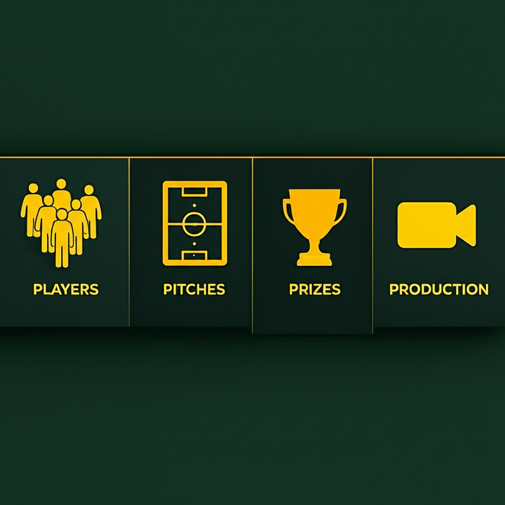 Football trophy and medals