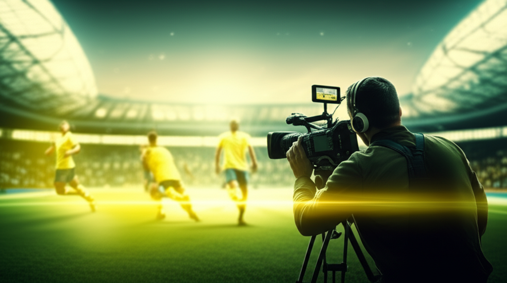 Camera recording a football match