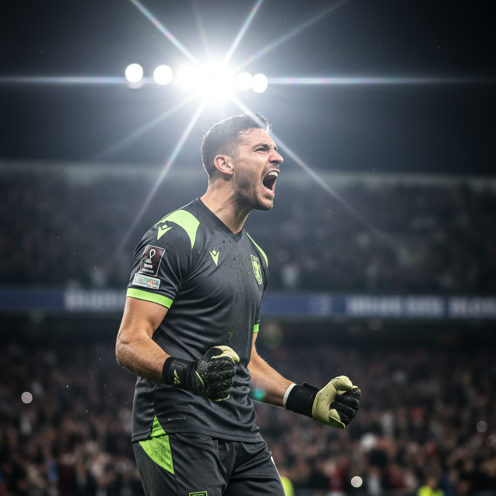 FC Porto's Diogo Costa stands ready in goal, showcasing intense focus.