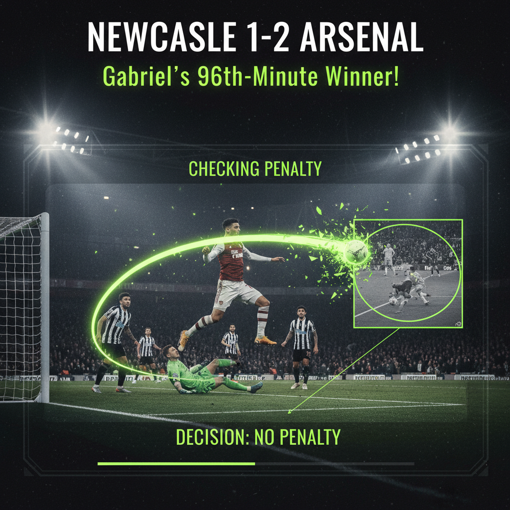 A general action shot from the football match between Newcastle and Arsenal.