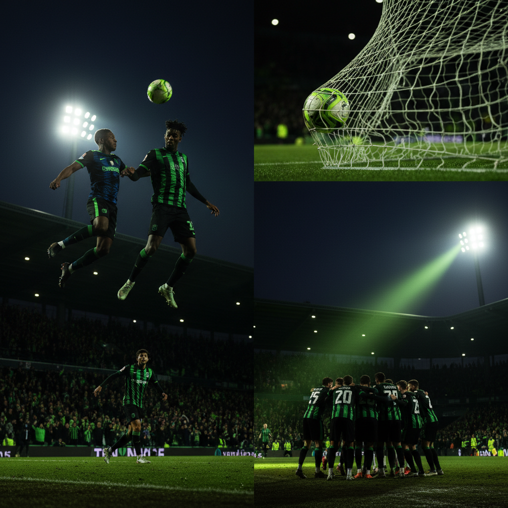 A lime green football bulges the net after a powerful goal, signifying a strong start for Essex Alliance League teams.