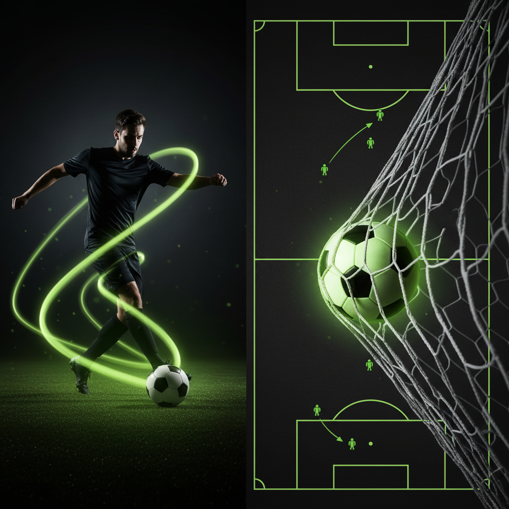 A football with a lime green glow hits the back of the net in a Corinthians League UK match.