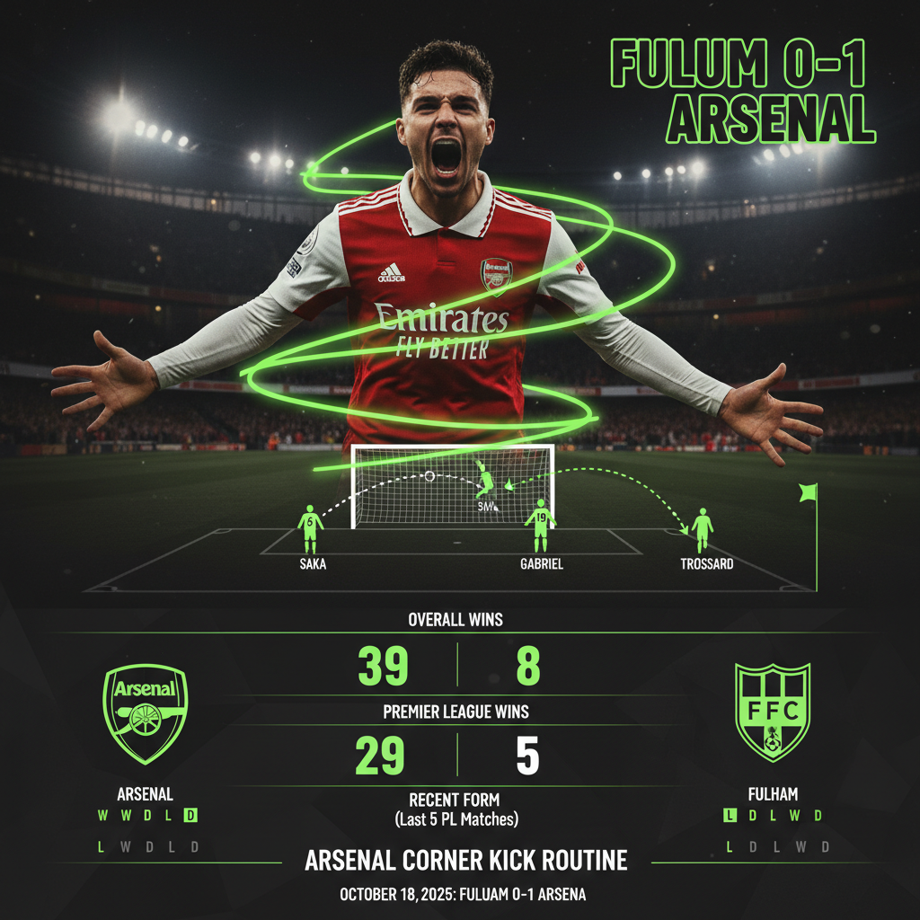 A tactical diagram showing how Leandro Trossard scored for Arsenal from a Bukayo Saka corner against Fulham.