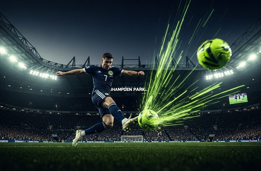 A dramatic 16:9 thumbnail for a football blog post with a lime green and dark tone color scheme.
