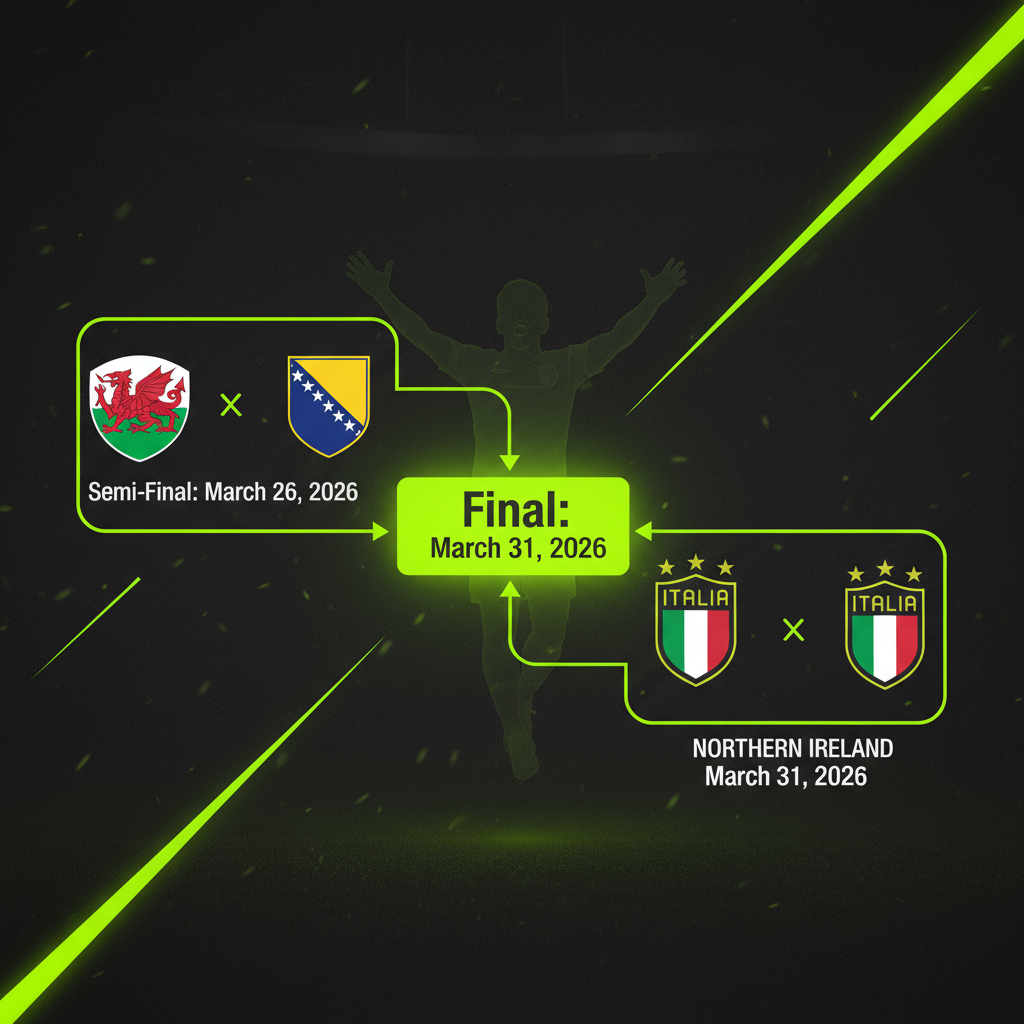 A football stadium at night, with bright lights illuminating the pitch, symbolizing the high stakes of international football.