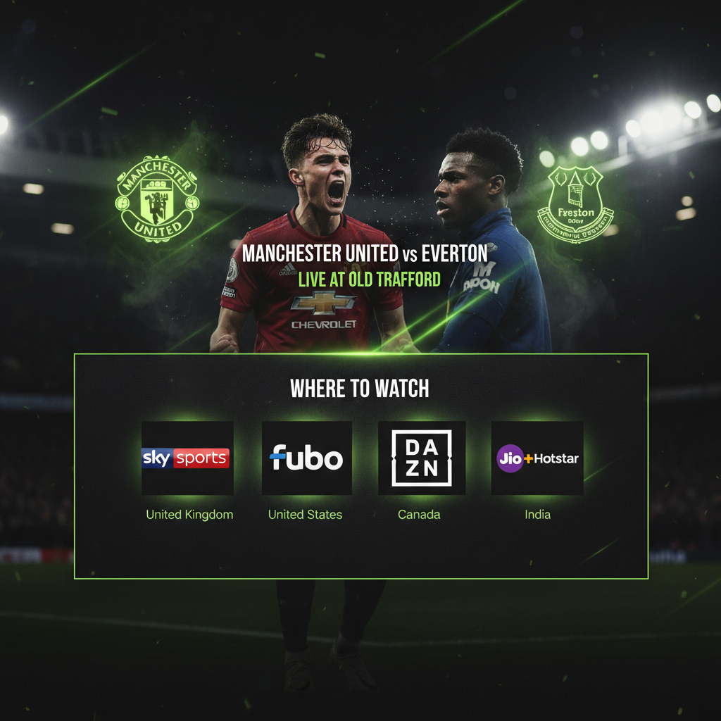 Manchester United striker Joshua Zirkzee celebrates a goal with lime green and dark lighting effects.