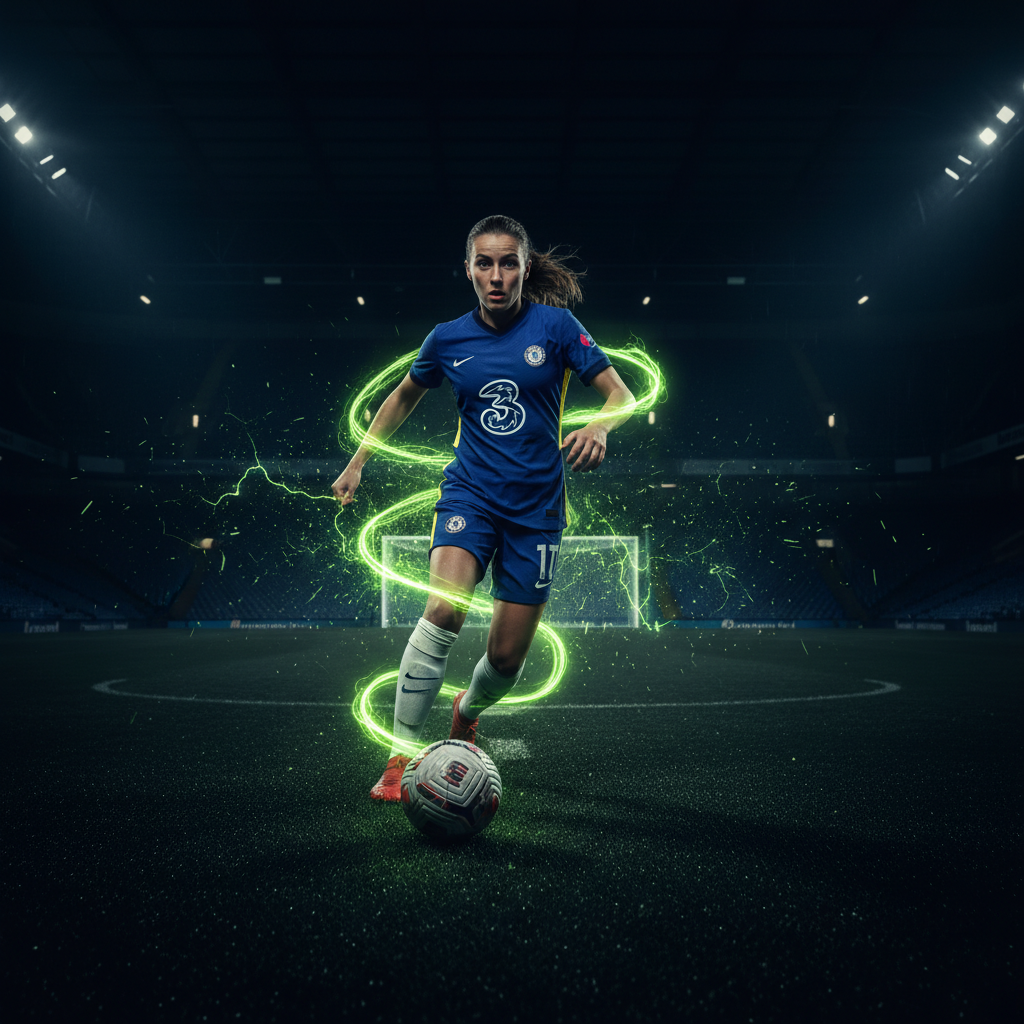 Referee Tess Olofsson halts the Chelsea vs Barcelona match during a dramatic power outage at Stamford Bridge.