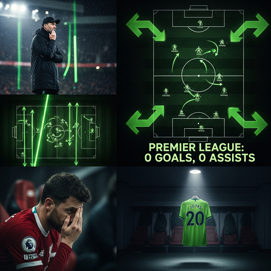 Liverpool manager Arne Slot looks dejected on a rainy Anfield touchline.