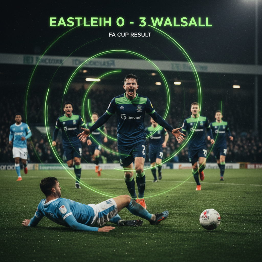 An Eastleigh FC player shows disappointment during the FA Cup match against Walsall.