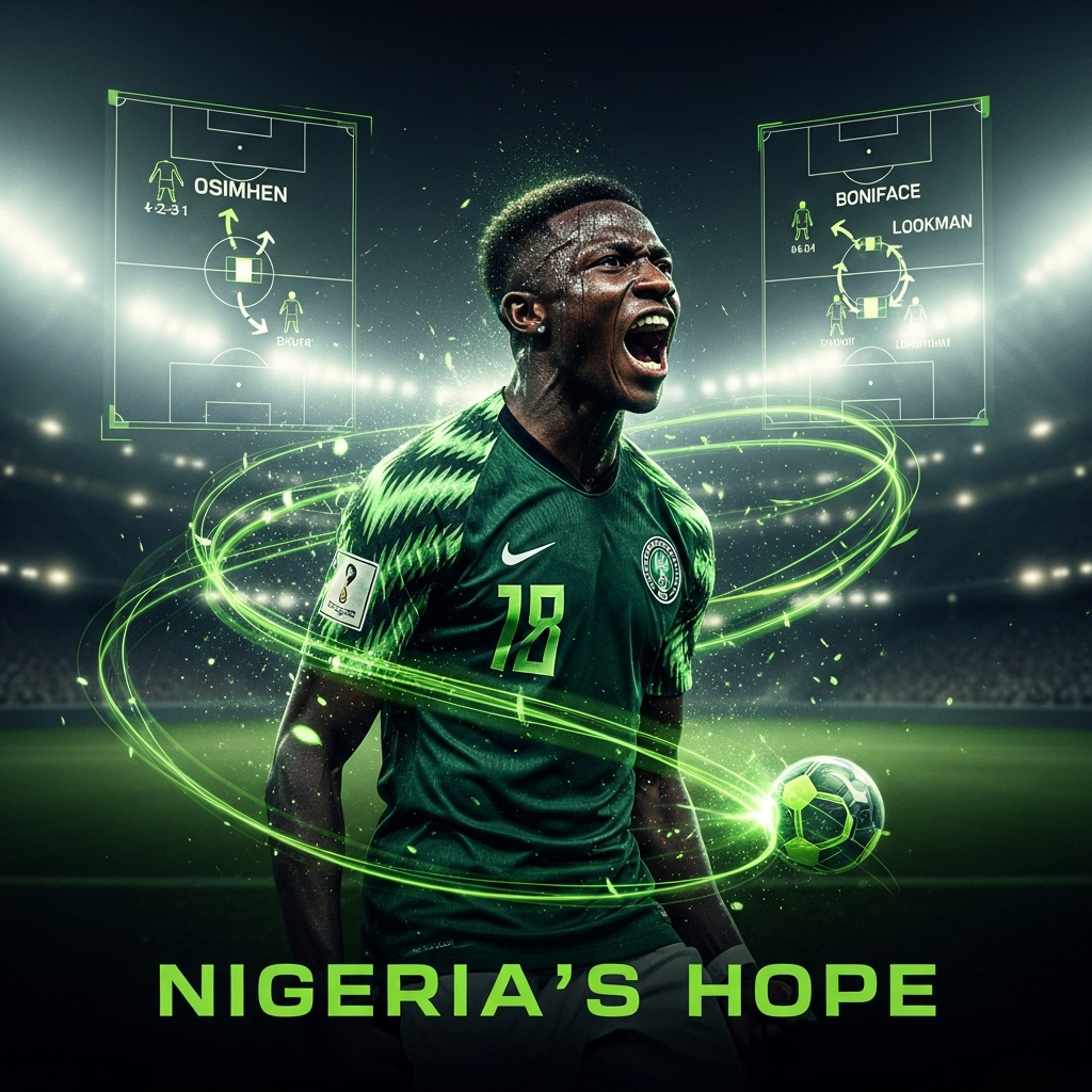 Victor Osimhen celebrating, Nigeria national team kit, "NIGERIA\