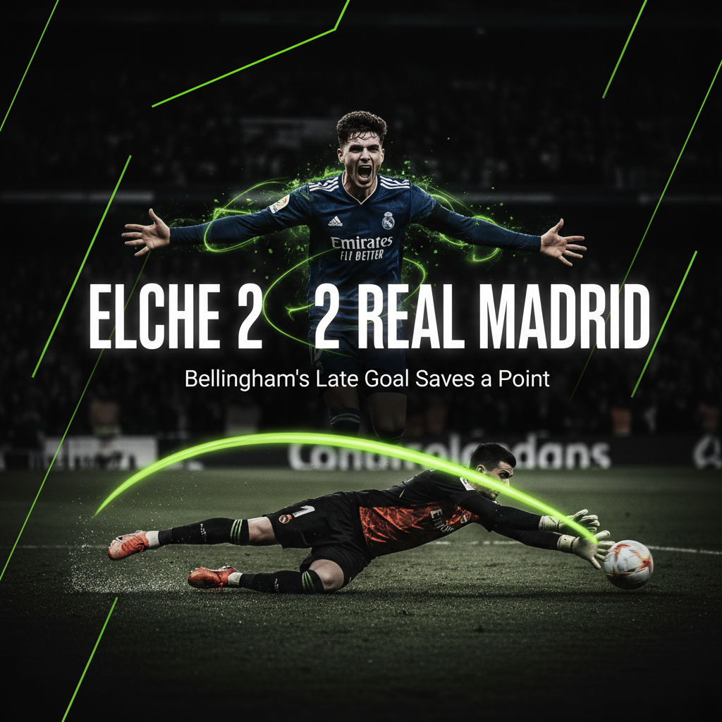 Jude Bellingham celebrates his late equalizer for Real Madrid against Elche.