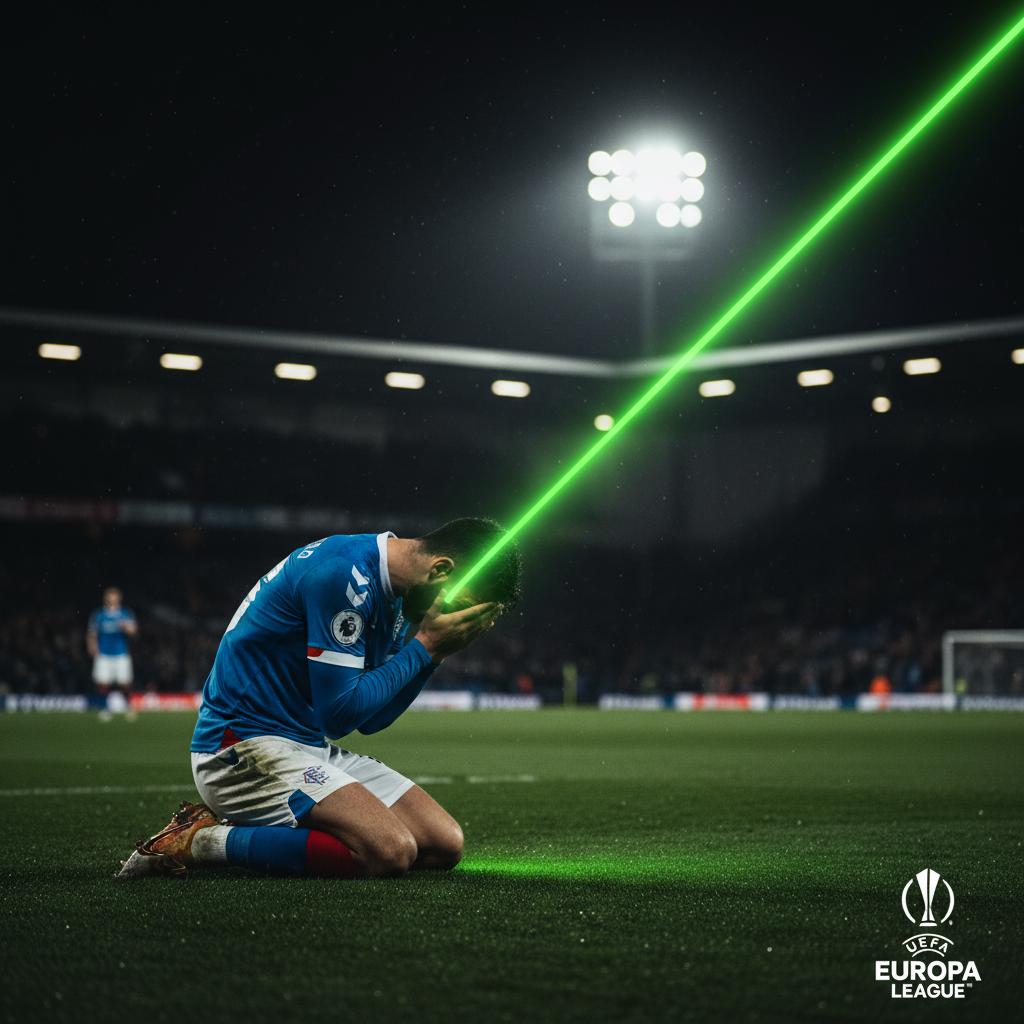 Kevin Nisbet celebrates his goal for Aberdeen in the Conference League, with a lime green and dark color theme.