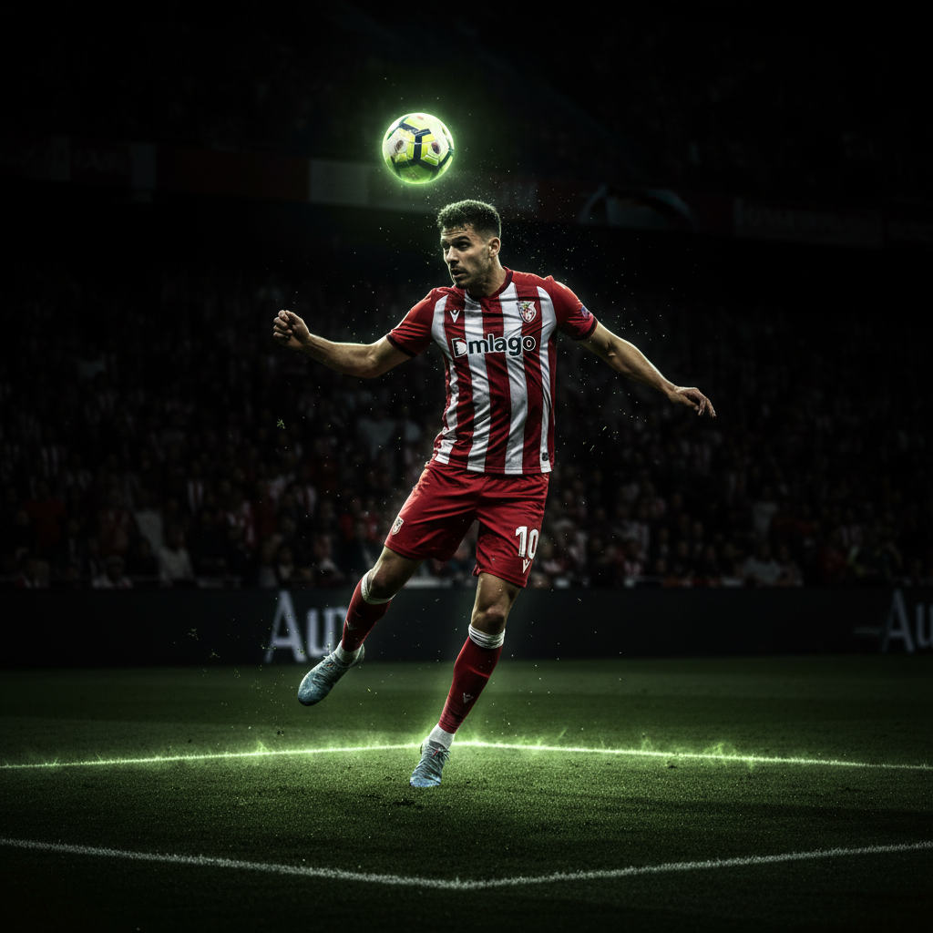 A Braga defender makes a vital headed clearance under pressure during the intense 1-1 draw with Rangers.