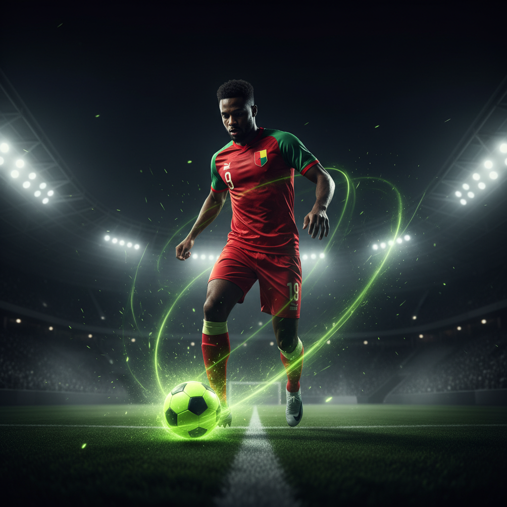 Botswana defender clearing the ball under pressure.