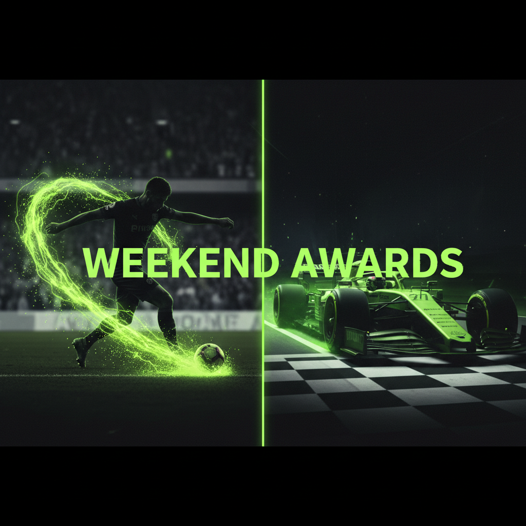 Aston Villa manager Unai Emery celebrates passionately with a lime green and dark tone effect.