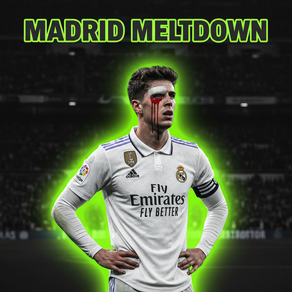 The scoreboard at the Santiago Bernabéu showing Real Madrid