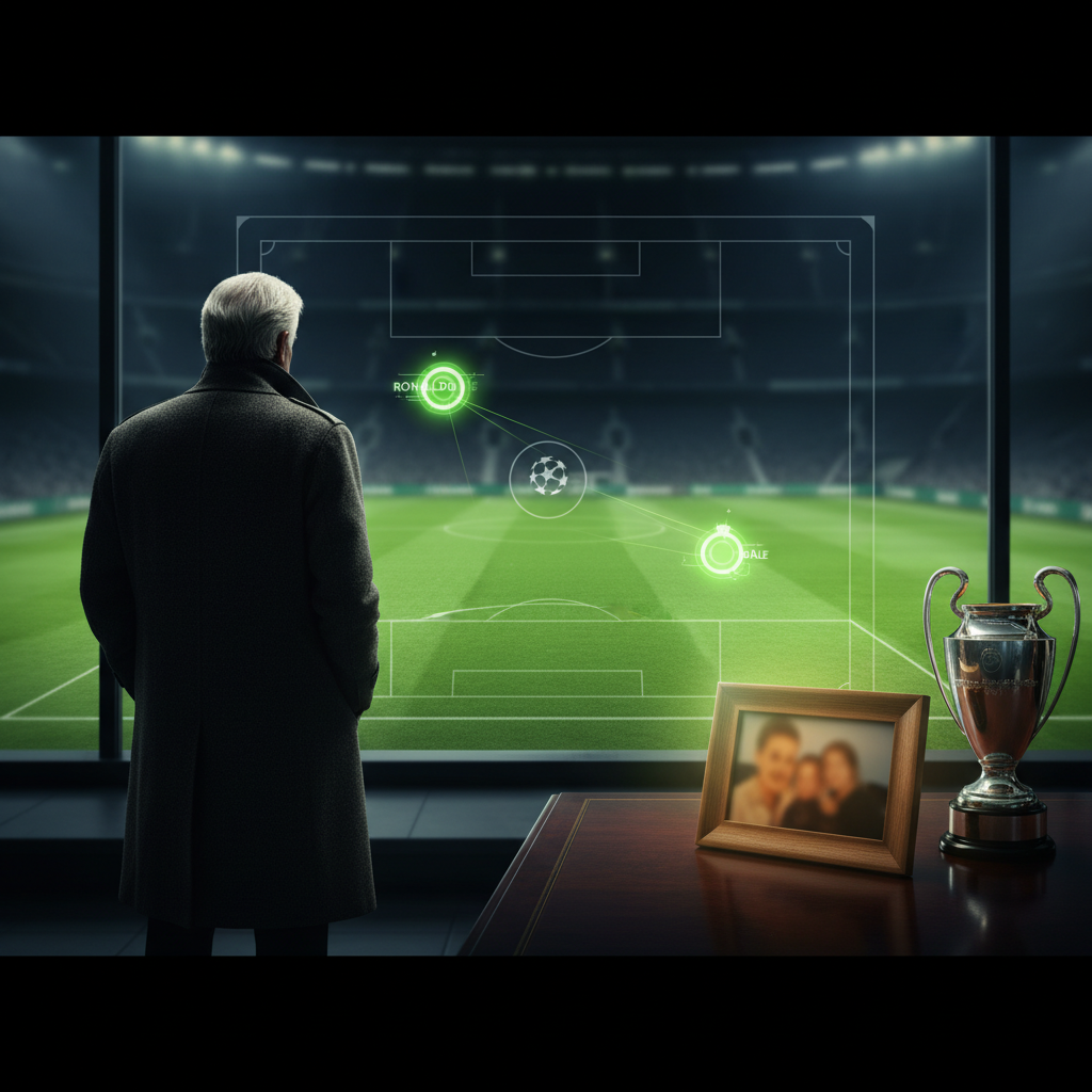 A football tactics board showing an ambitious plan to sign star players Cristiano Ronaldo and Gareth Bale.