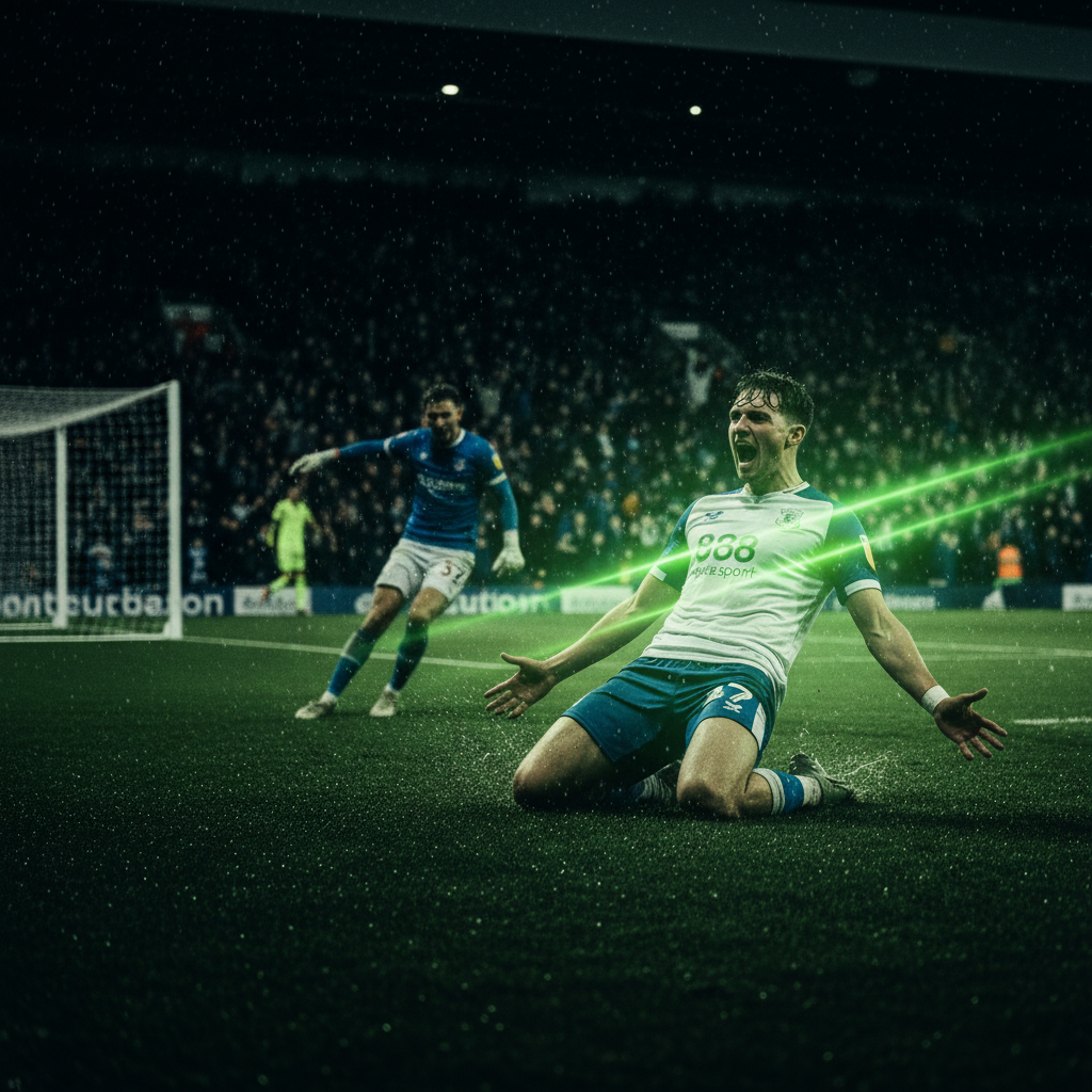 Brian De Keersmaecker scores for Oxford United against Preston North End at the Kassam Stadium.