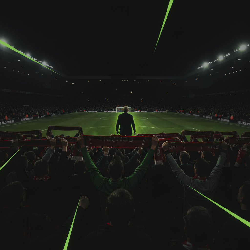 Dominik Szoboszlai celebrates passionately after scoring the winning penalty for Liverpool, illuminated by a lime green glow against a dark background.