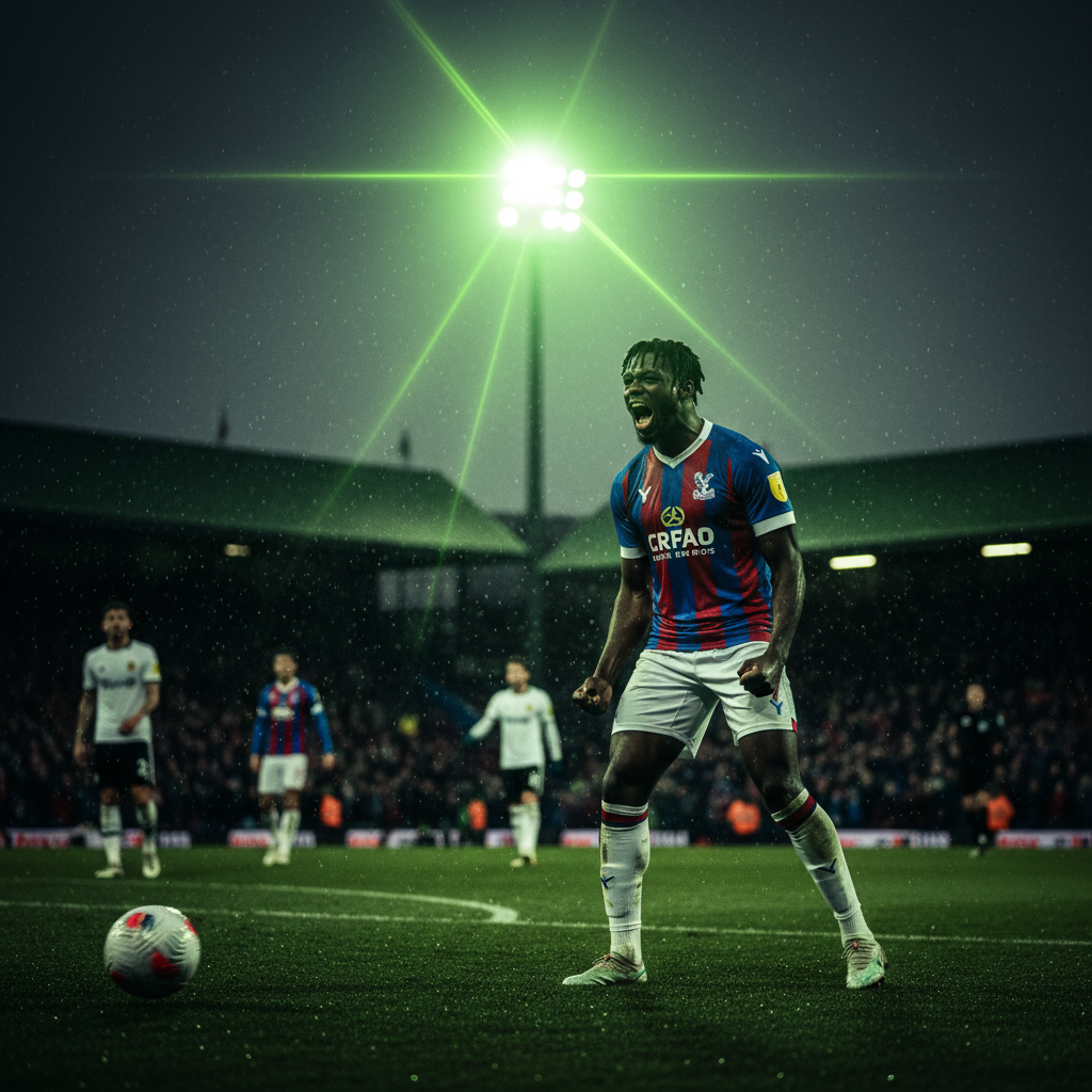 Marc Guéhi celebrates passionately after scoring the winning header for Crystal Palace against Fulham.
