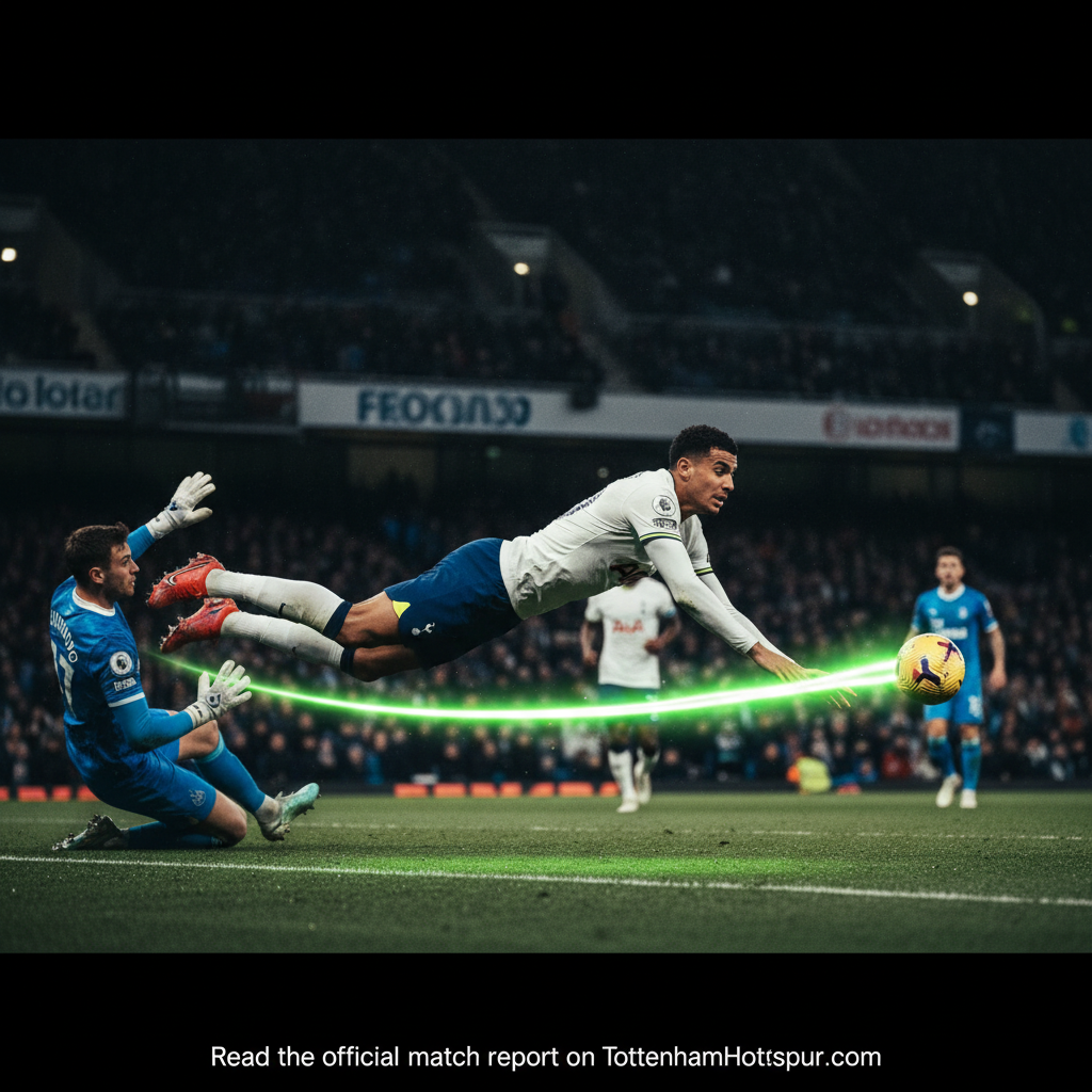 Cristian Romero scores for Tottenham with a powerful diving header against Newcastle United.