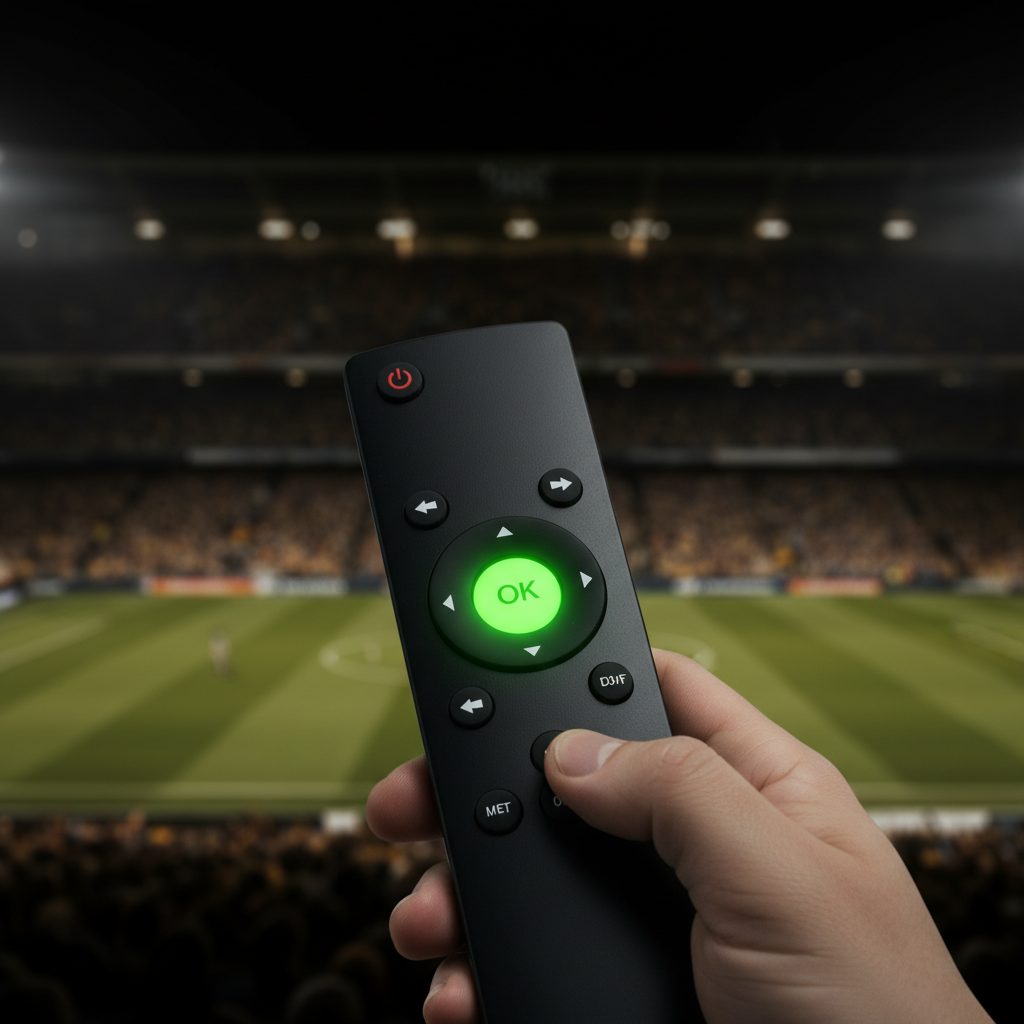 A smartphone displaying a sports news app with Premier League fixtures, emphasizing staying informed.