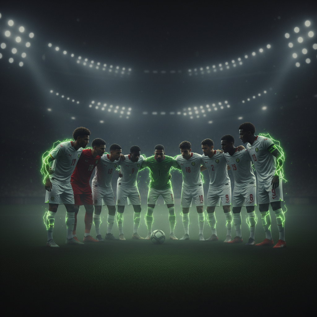 Dynamic football action on the pitch during an AFCON match.