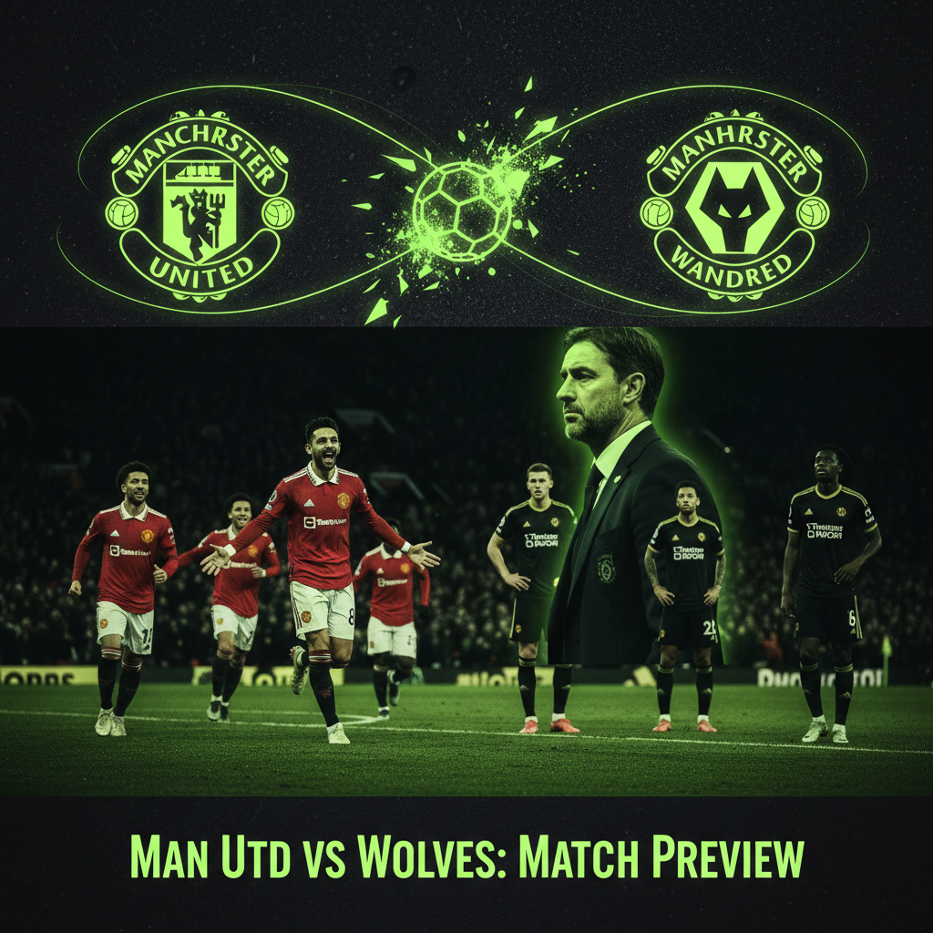 Manchester United manager Ruben Amorim looks on pensively from the touchline, with a lime green and dark color filter.