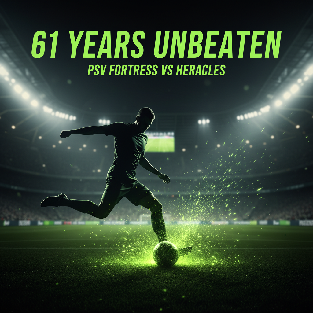 Infographic showing PSV's home record against Heracles Almelo over 23 games: 20 wins, 2 draws, 0 losses.