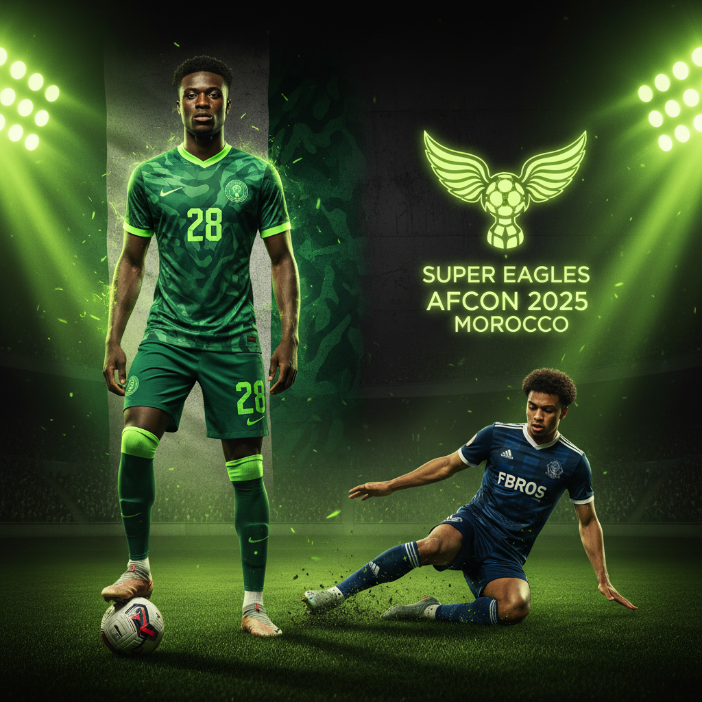 The Nigerian Super Eagles logo representing their 2025 AFCON campaign in Morocco.