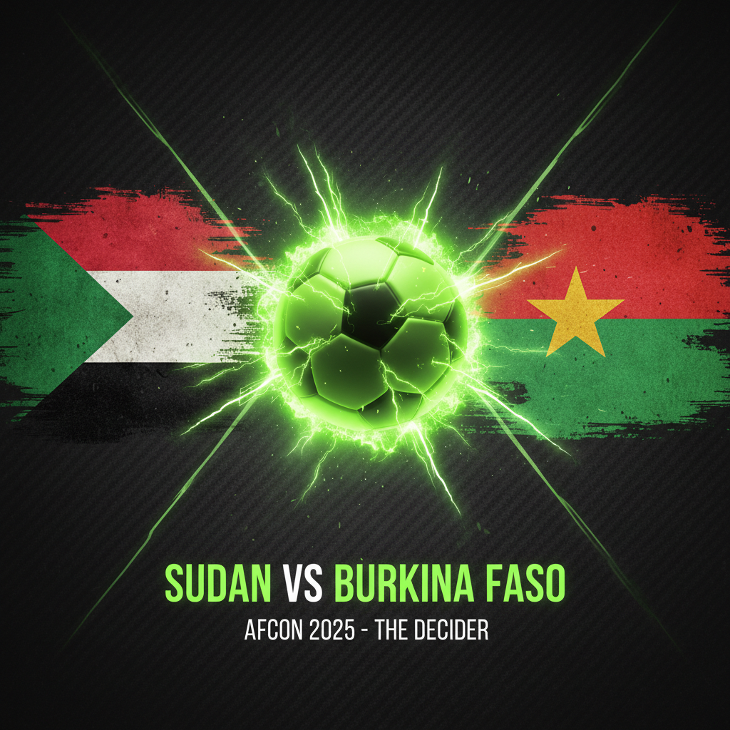 Two football players from Sudan and Burkina Faso shaking hands before a match