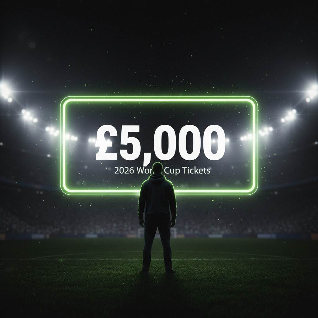 Silhouettes of enthusiastic football fans cheering in a stadium, highlighted by a vibrant lime green spotlight, representing the passionate global fanbase at risk of being priced out.