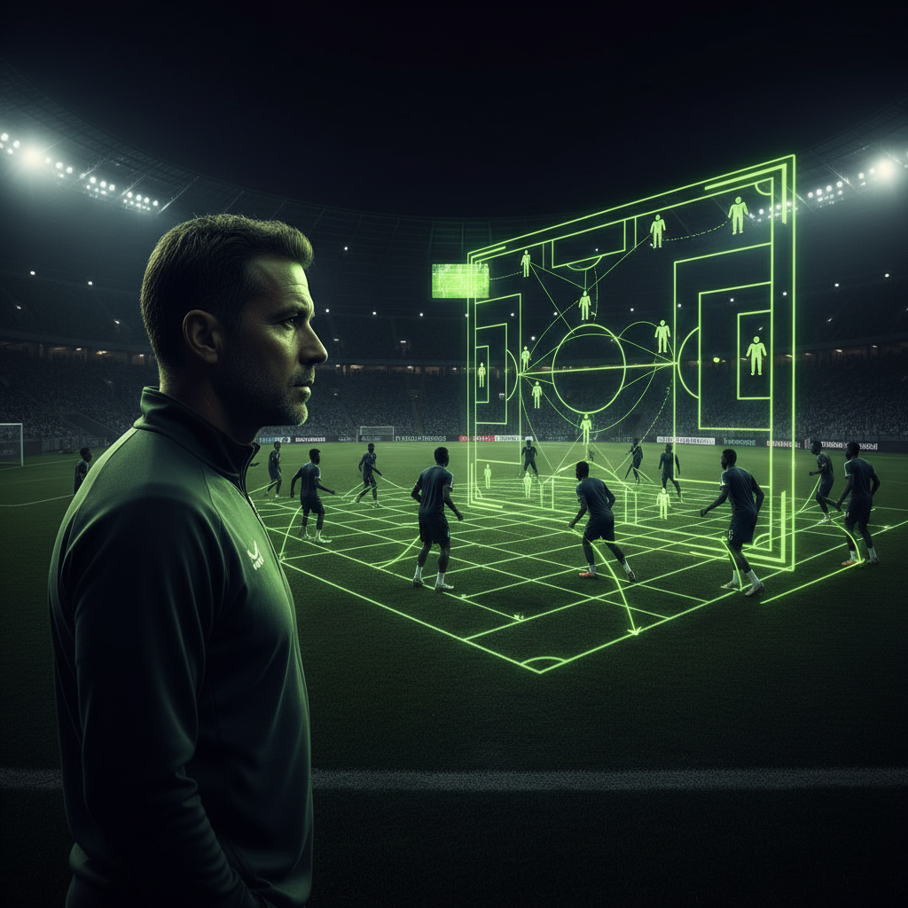 Tanzania's coach Miguel Gamondi strategizing on the sidelines during a night training session.