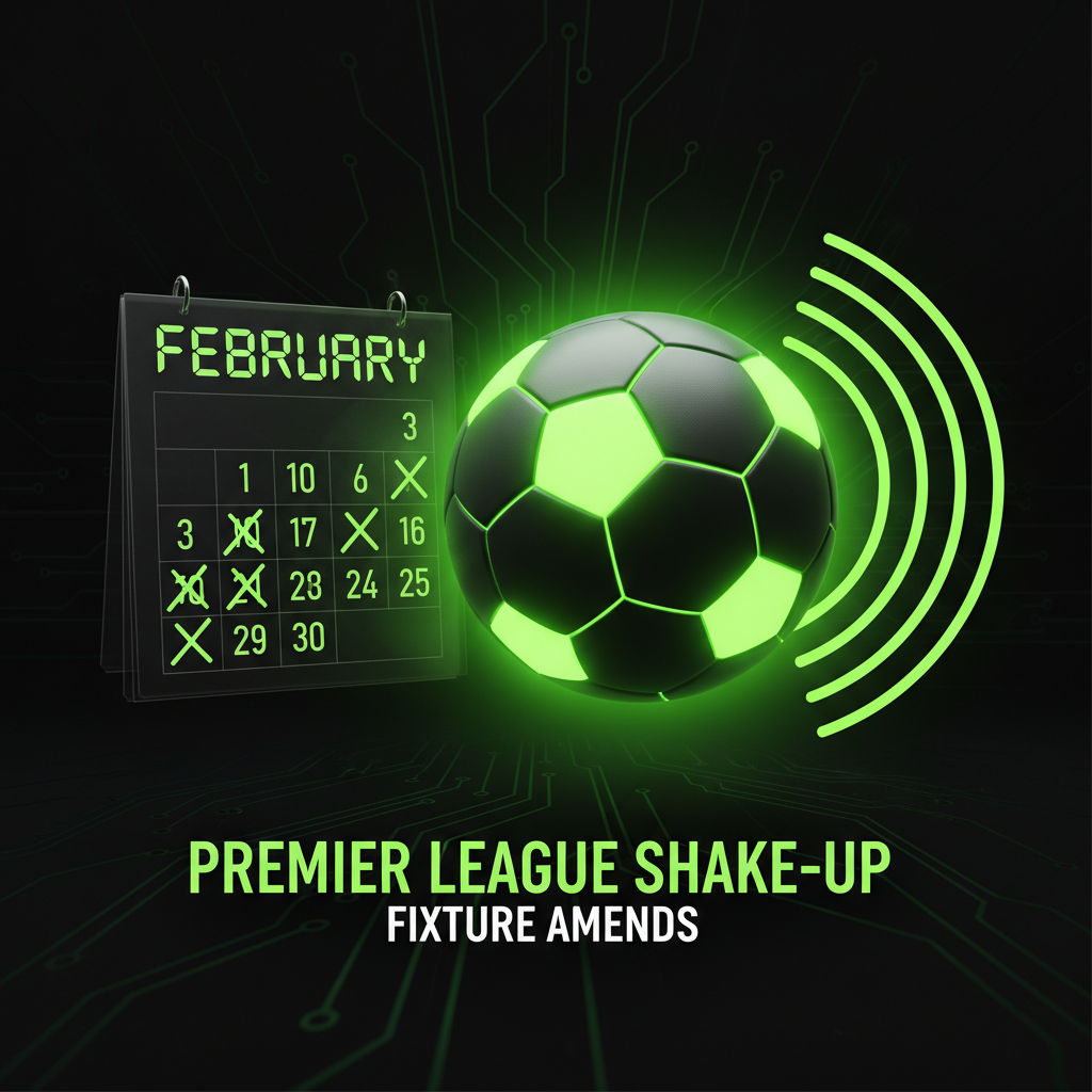 A TV remote with glowing lime green buttons, symbolizing broadcast selections for February Premier League fixtures.