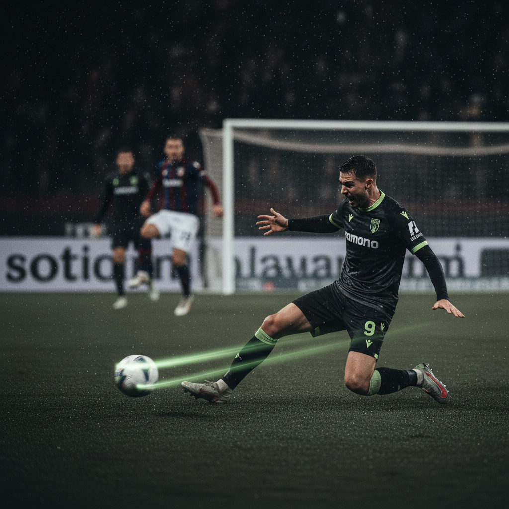 Dynamic action during a Serie A football match, highlighting intense play.