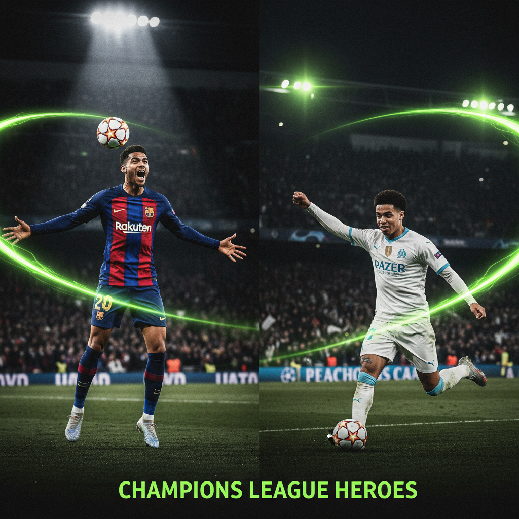 Jules Koundé scores a crucial header for Barcelona in the Champions League against Eintracht Frankfurt.