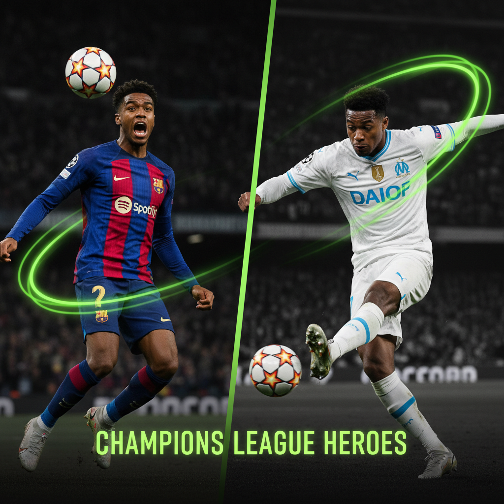 Mason Greenwood celebrates one of his two goals for Marseille in their Champions League comeback win.