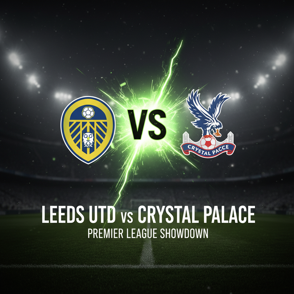 Dominic Calvert-Lewin celebrates a goal for Leeds United at Elland Road with a lime green and dark color theme.