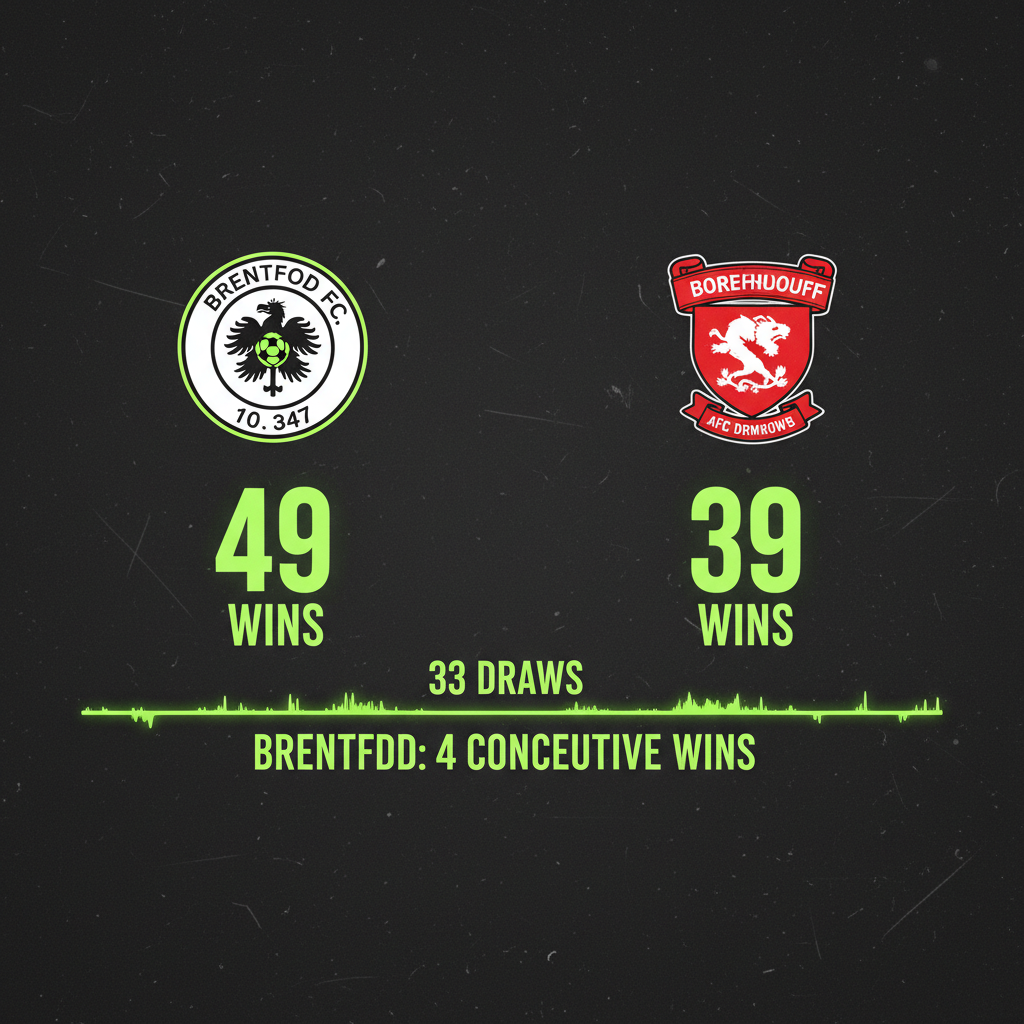 Stylized illustration of Gtech Community Stadium at dusk, highlighting Brentford's home advantage with a dark and lime green theme.