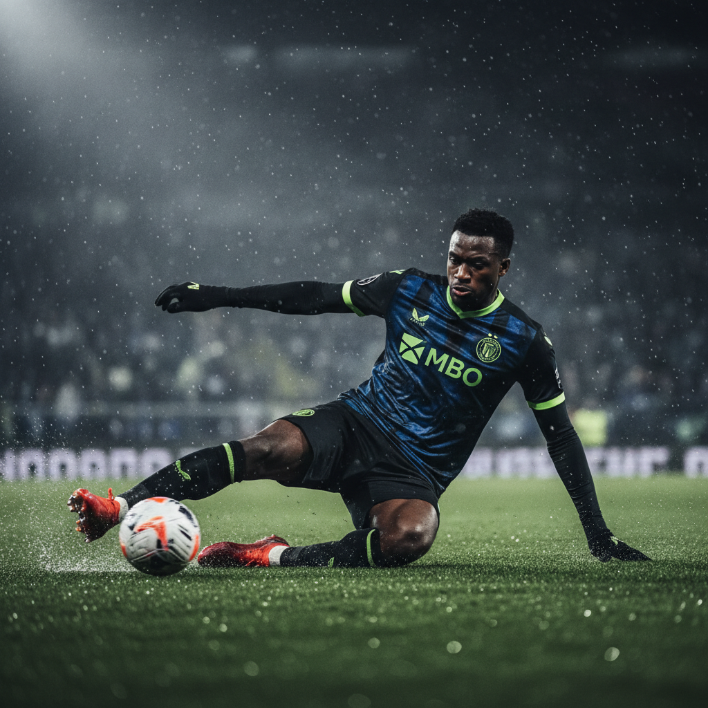 Nigerian defender Jordan Torunarigha making a crucial tackle for Hamburger SV in the Nordderby.