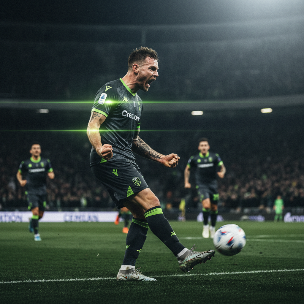 Jamie Vardy shoots on goal for Cremonese during the Serie A match against Bologna.