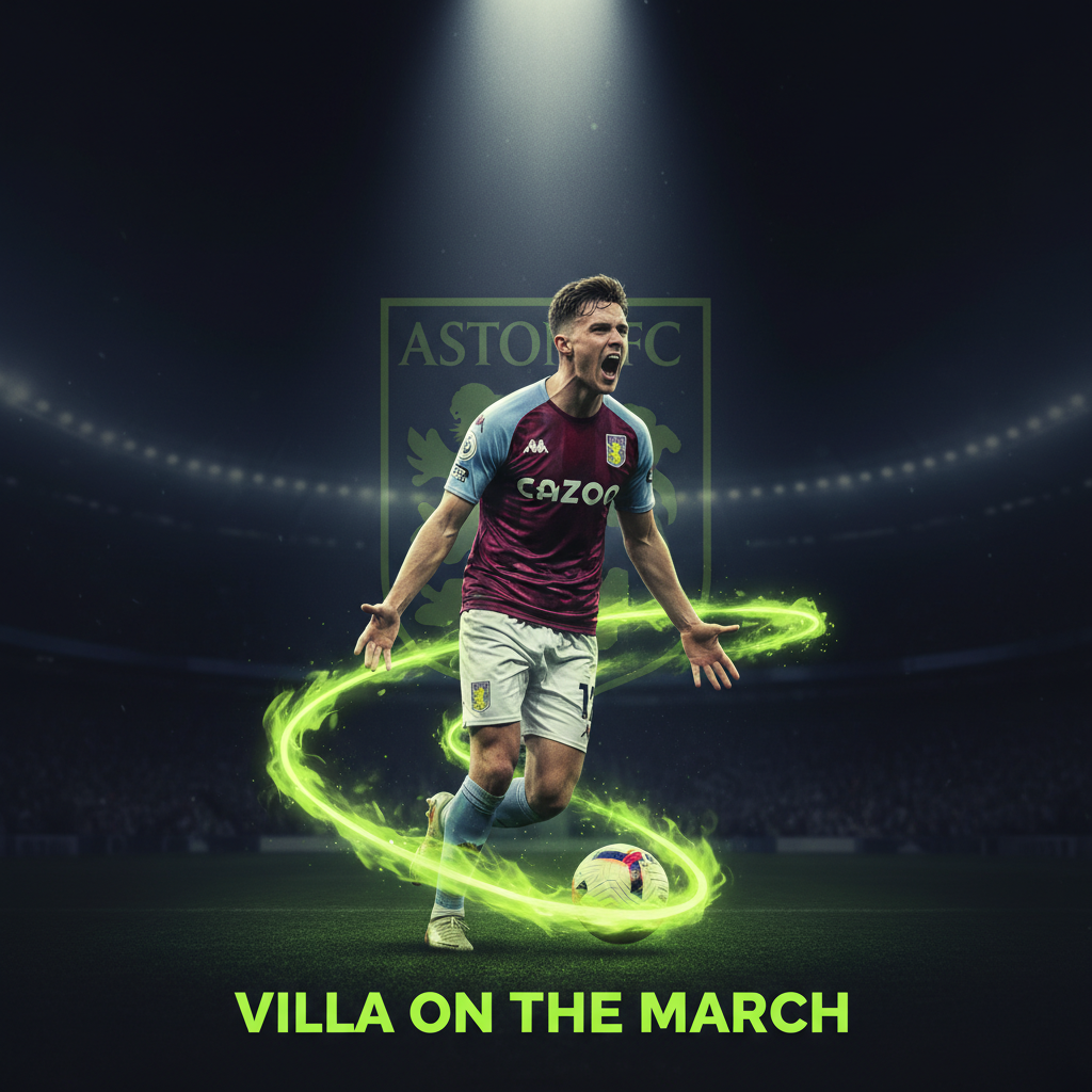 An Aston Villa player on the attack during the UEFA Europa League match against Basel.