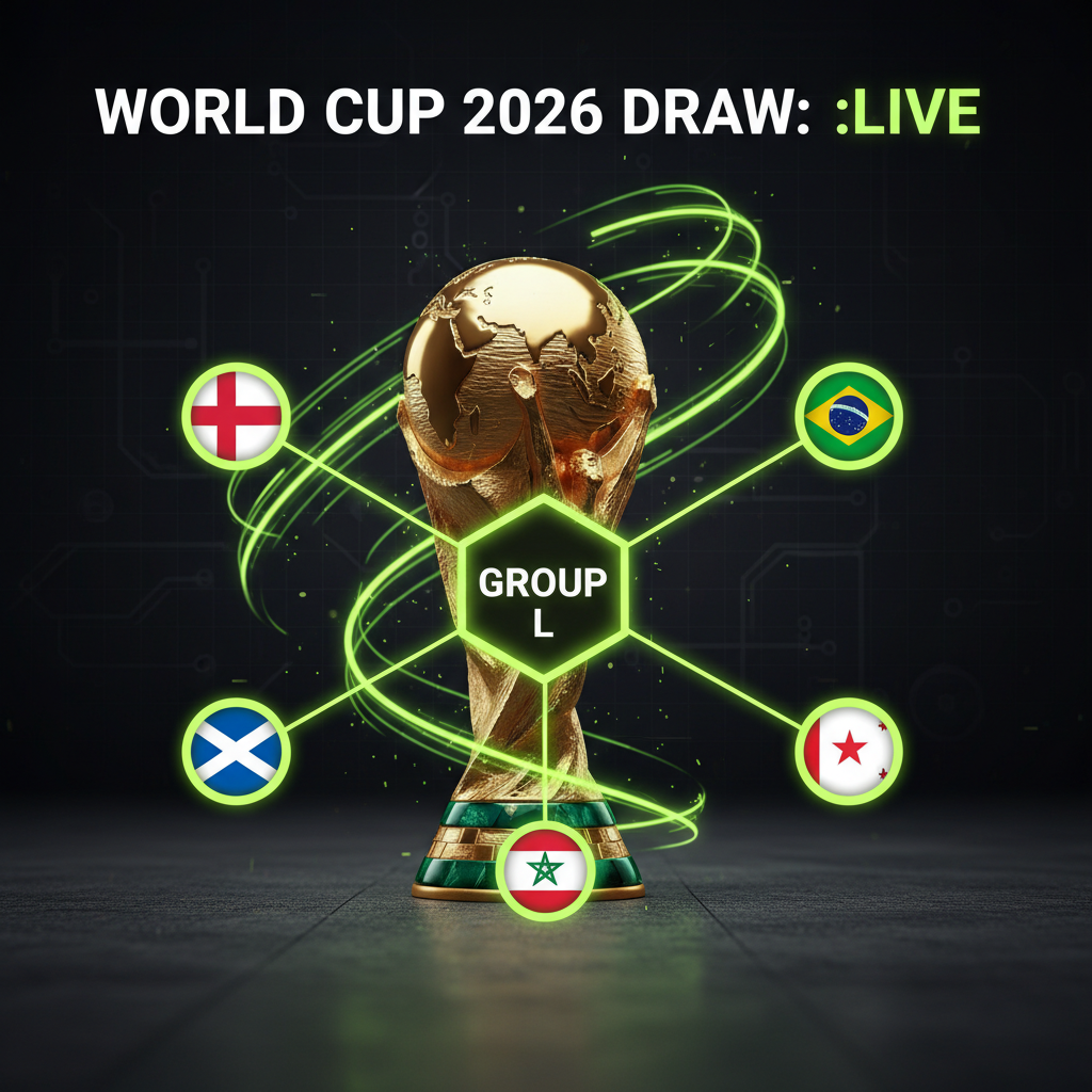 Scotland's World Cup 2026 Group C draw results, featuring the flags of Brazil and Morocco, with a modern lime green and dark design.