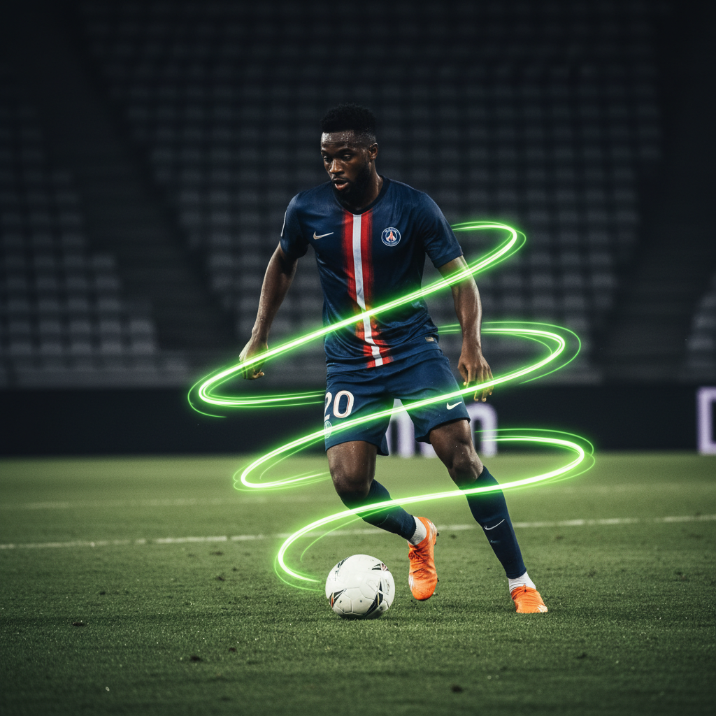 Paris FC's key player Moses Simon in action ahead of the match against Toulouse.